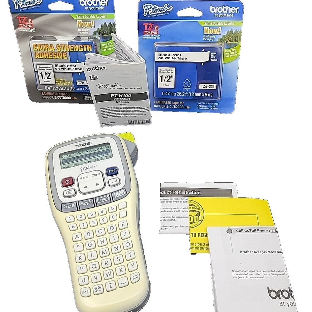 Brother P-Touch Label Thermal Printer PT-H100 - Extra NEW Tape - Manual‎ WORKS